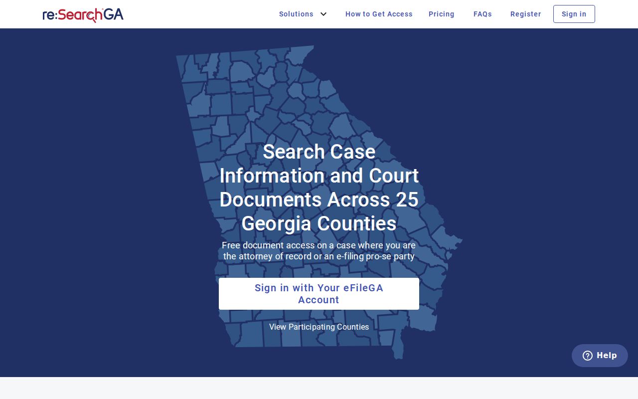 Warren County case search re:SearchGA home interface
