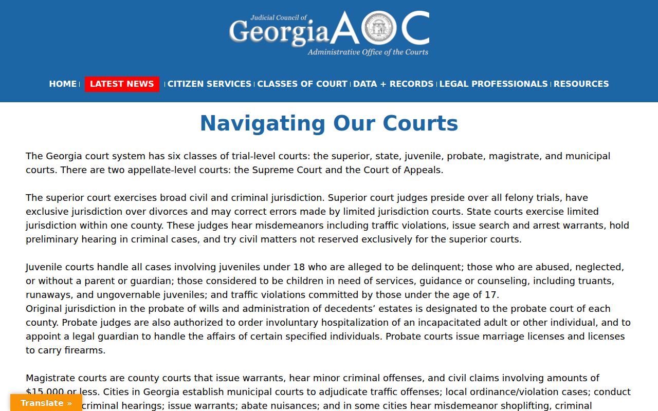 Georgia court guide for Warren County court docket jurisdiction