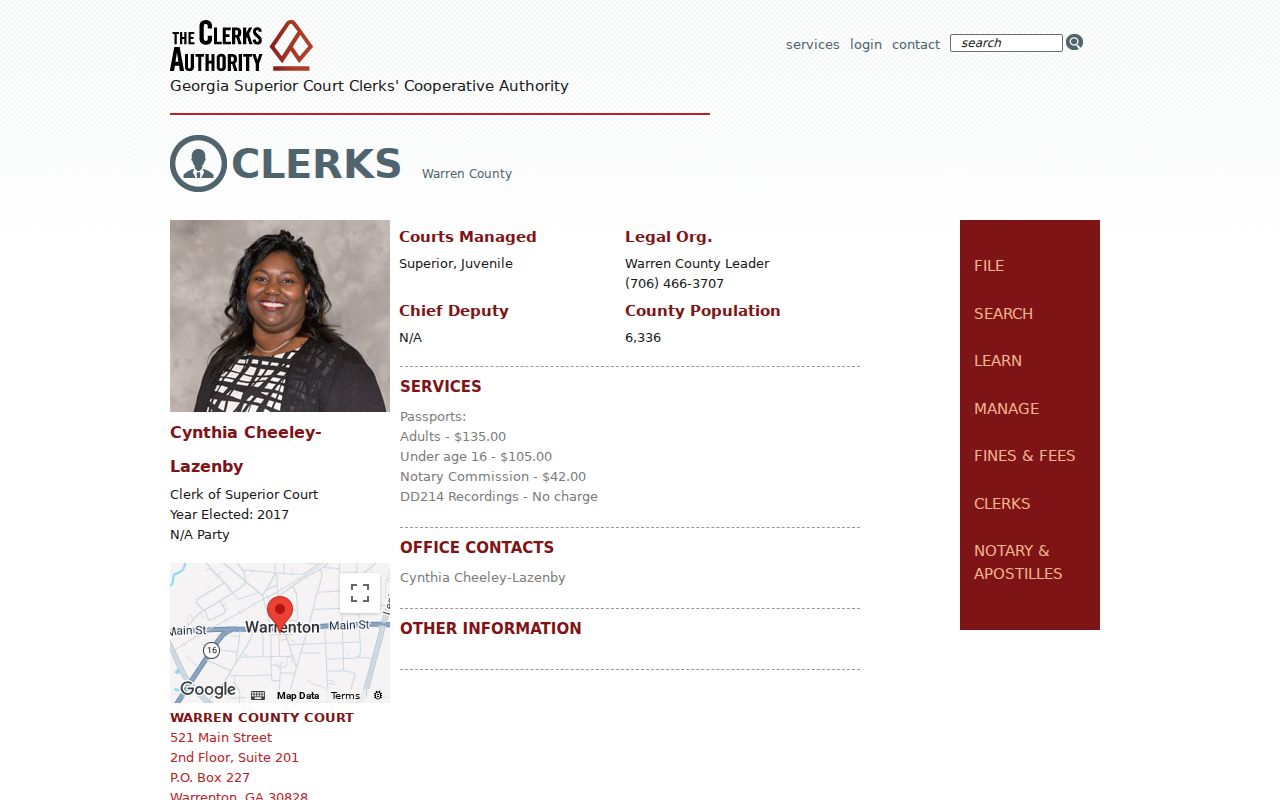 Warren County court docket clerk directory listing