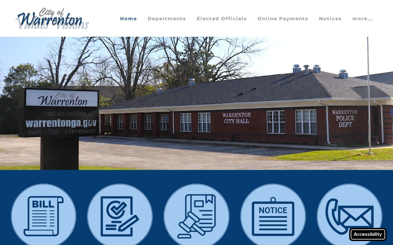 Official Warrenton city homepage and municipal navigation